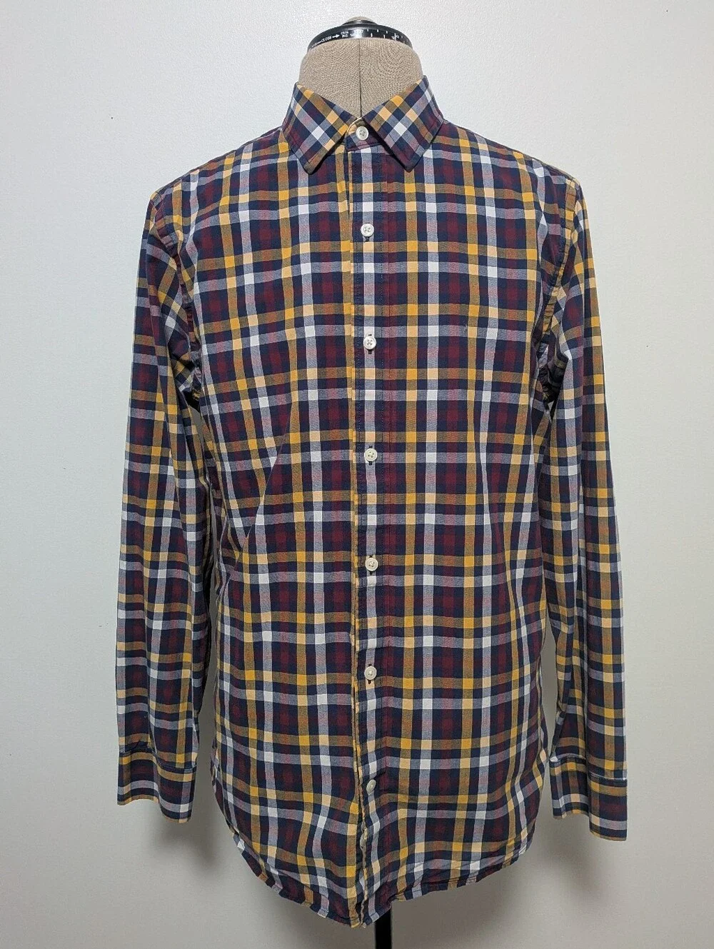 GAP Men's Office Button-Down Shirt - Navy, Burgundy & Mustard Fall Slim Fit